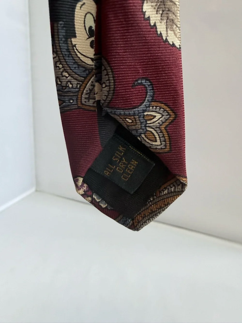Vintage Disney Mickey Mouse Paisley Floral Print Neck Tie 100% Silk Walt Disney - Picture 3 of 7